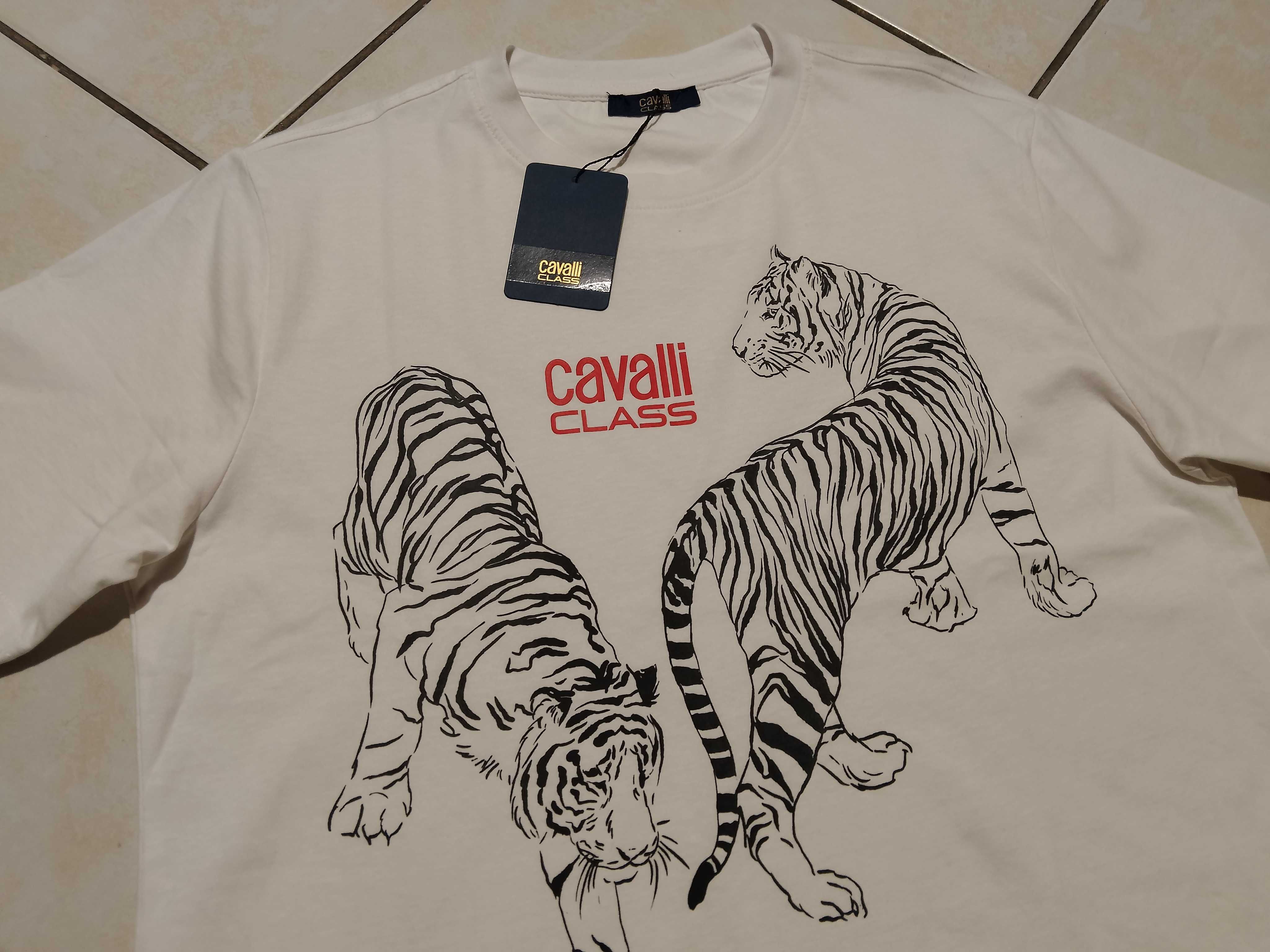 CAVALLI - NOWA! z LOGO i Metkami Koszulka Męska rozmiar M