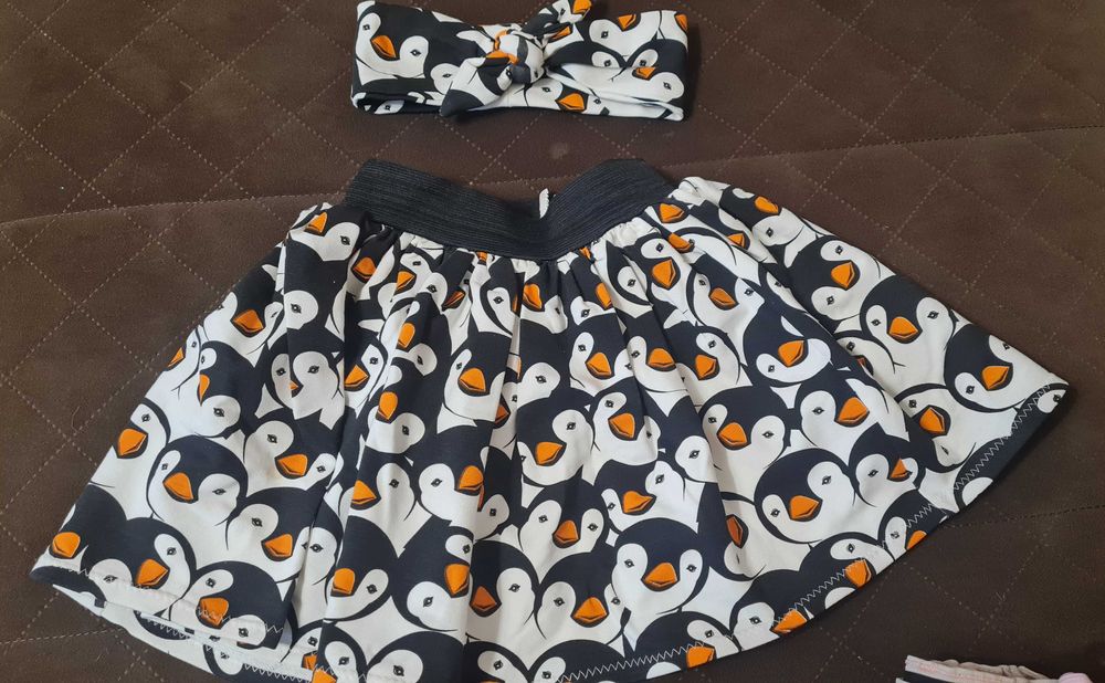 Spódniczka z opaską w pingwiny r.98