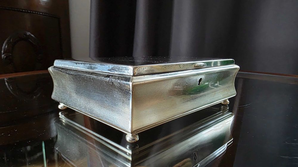 Posrebrzana szkatułka WMF Ikora,Lata 30