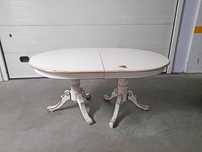 Mesa Sala Oval Extensível Madeira Maciça Branco Pé Galo