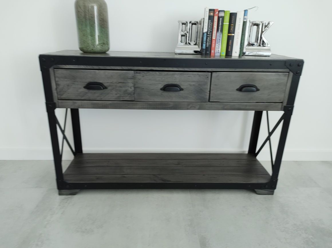 Zestaw drewnianych mebli w stylu loft, 4 elementy