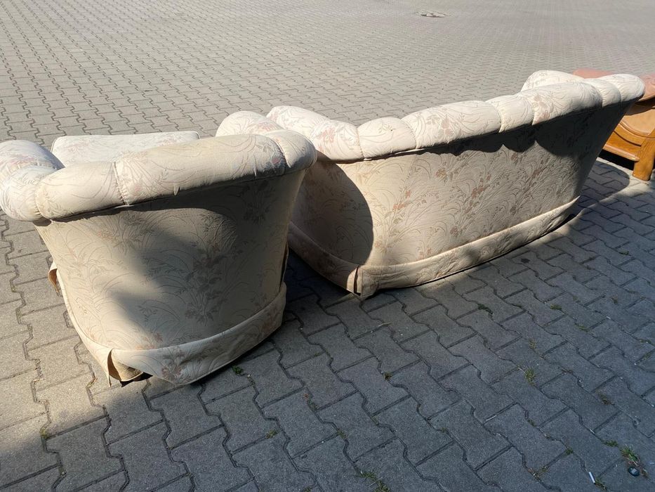Stylowy wypoczynek z Niemiec Sofa + fotel + podnóżek DOWÓZ DO DOMU