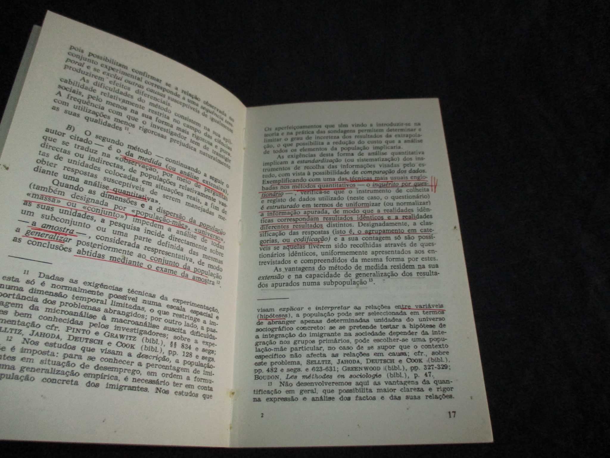 Livro Inquérito Sociológico Problemas de Metodologia Marinús