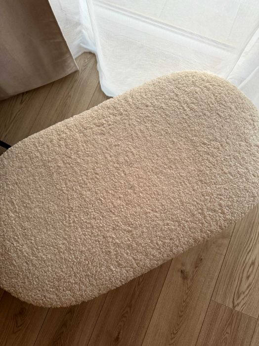 Pufa OREBO 84x45 naturalna biel/tkanina pluszowa