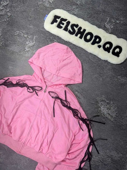 PRINC355 RIBBON CROP ZIP HOODIE BABY вкорочене худі зіпка yk2 sk8