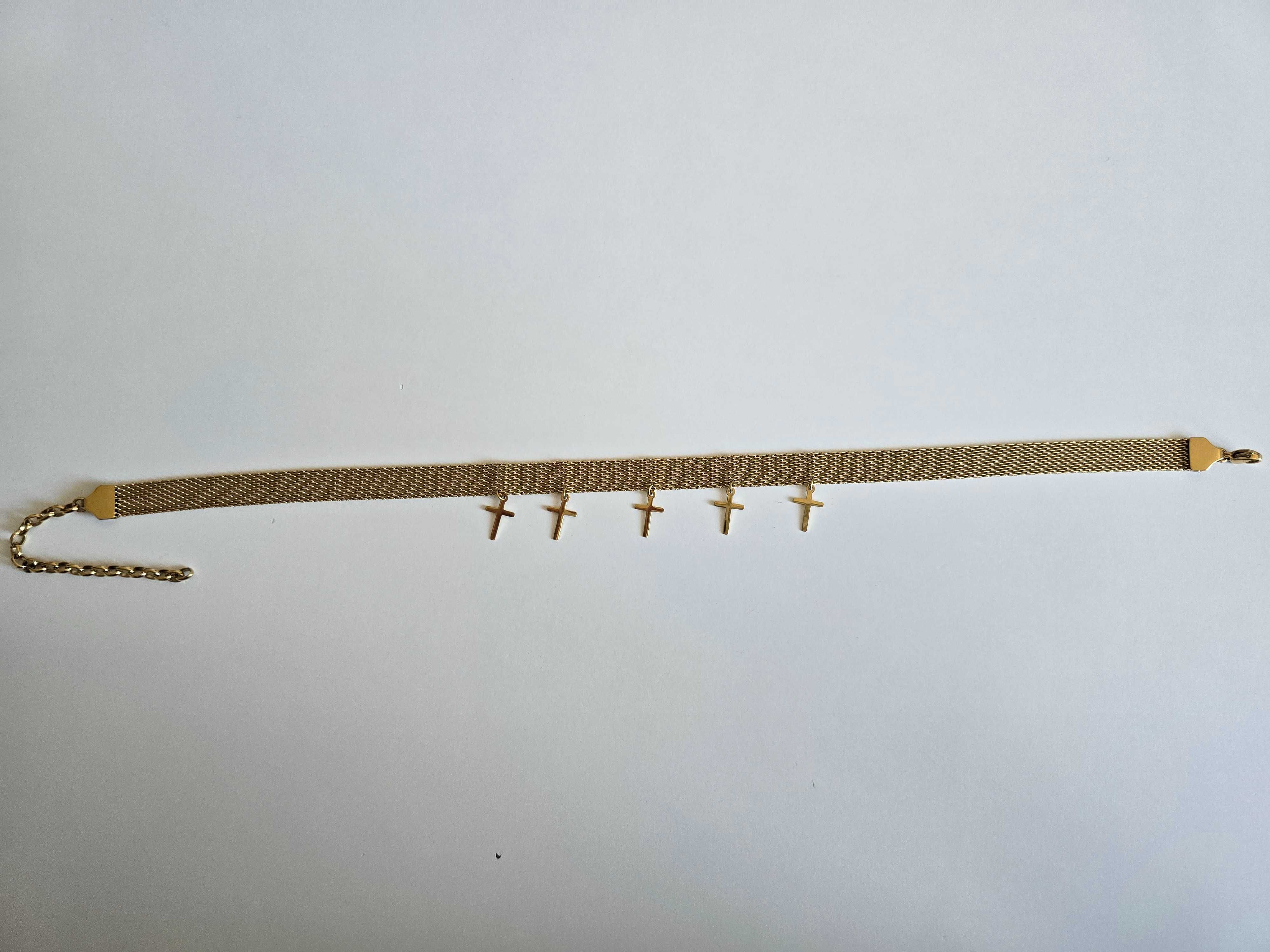 Złoty łańcuszek choker z krzyżami