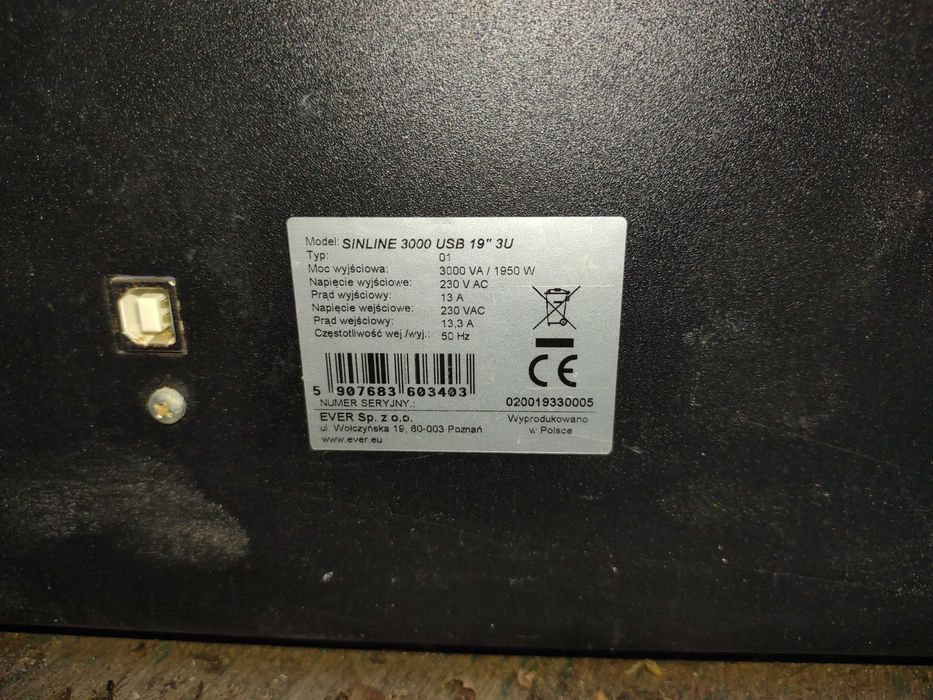 Zasilacz awaryjny UPS Ever Sinline 3000 USB 19'' 3U