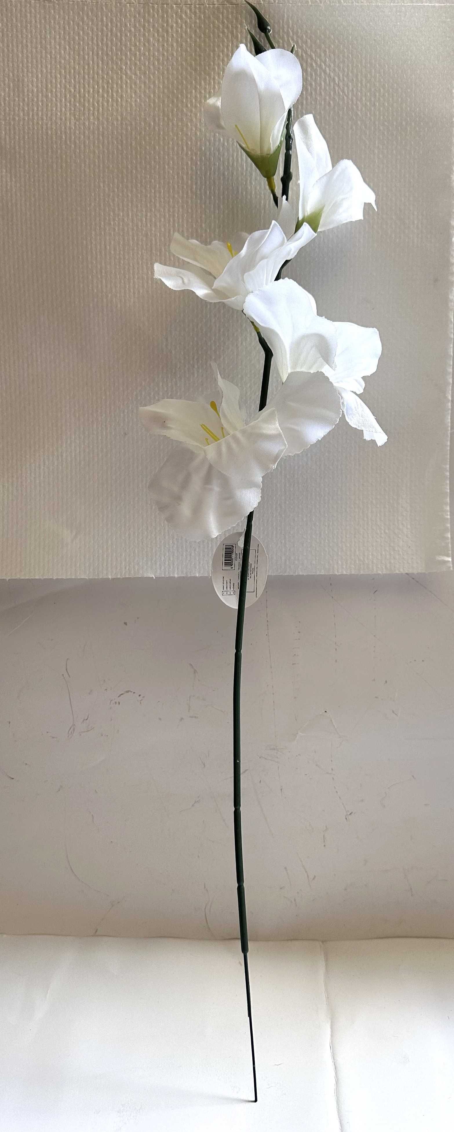 Kwiat sztuczny mieczyk biały 1szt dł. cał. ok 54cm