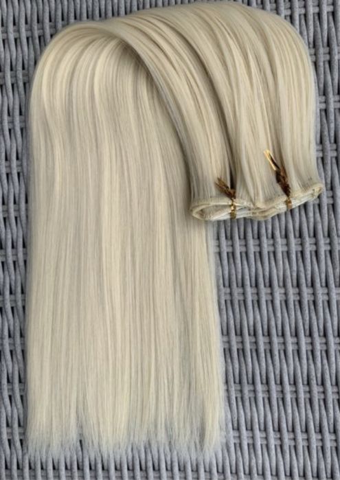 Premium Ultra włosy doczepiane, jasny blond,16 klipsów clip in ( 210 )