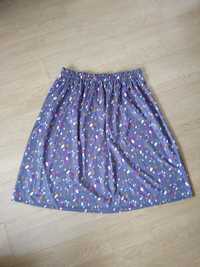 Szara midi vintage spódnica w fioletowe białe kropki  46/48 3xl/4xl