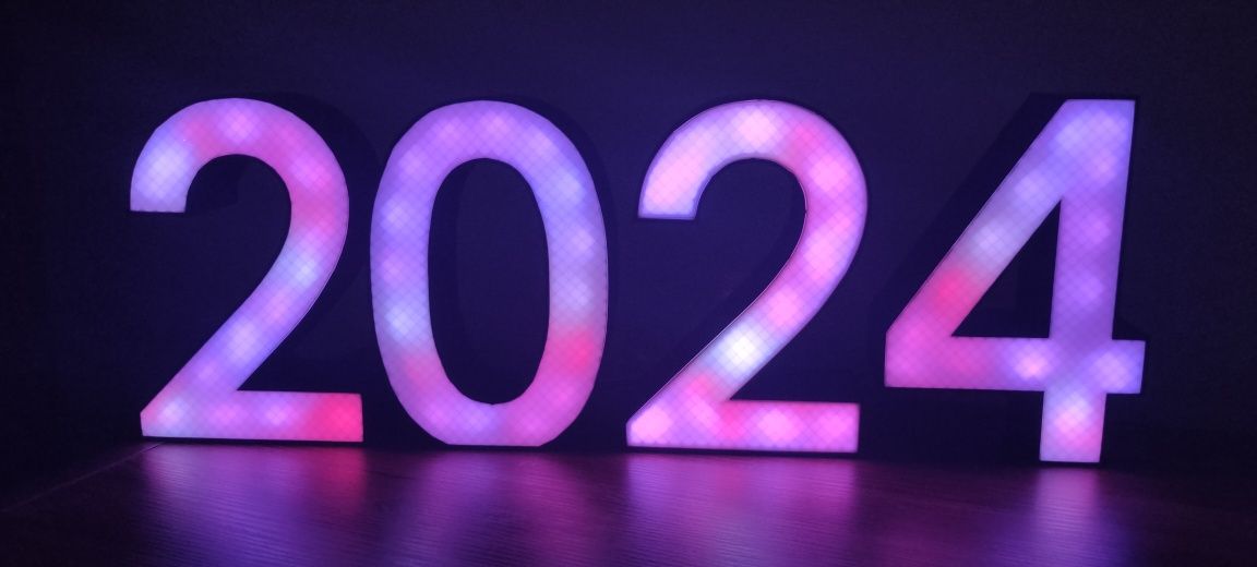 Napis RGB LED 2024 własny projekt, sterowanie aplikacją