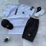 Спортивний комплект Stone Island | Футболка + шорти + кепка | Костюм