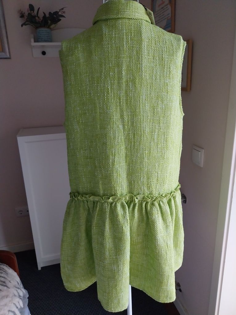 Vestido verde Zara, novo com etiqueta, Tamanho M