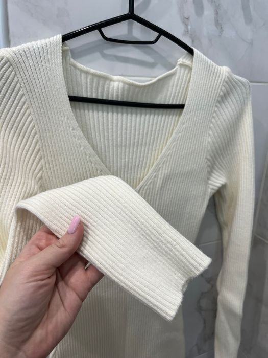 Сукня молочна в рубчик, приталена, С-Л