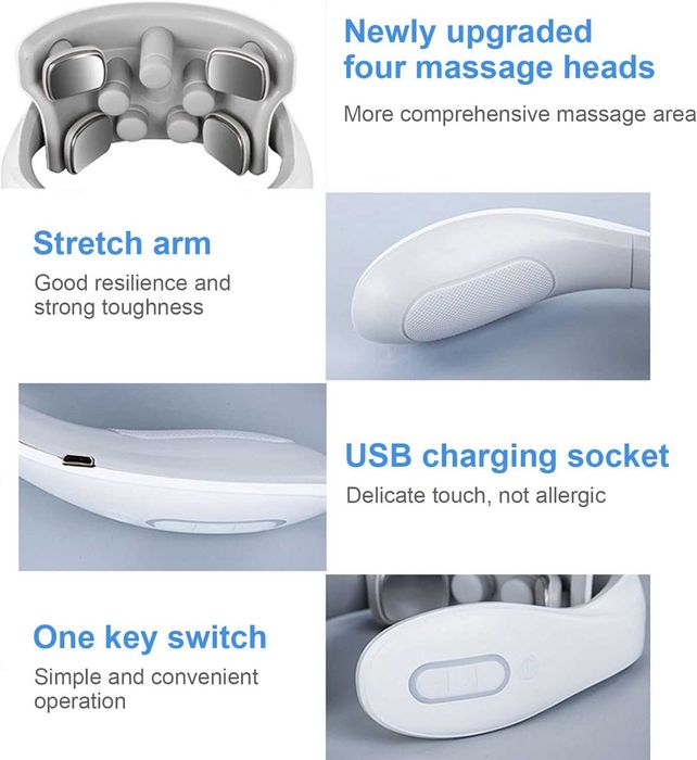 Masażer na szyję, 6 trybów pulsacji, elektryczny masażer do relaksacji