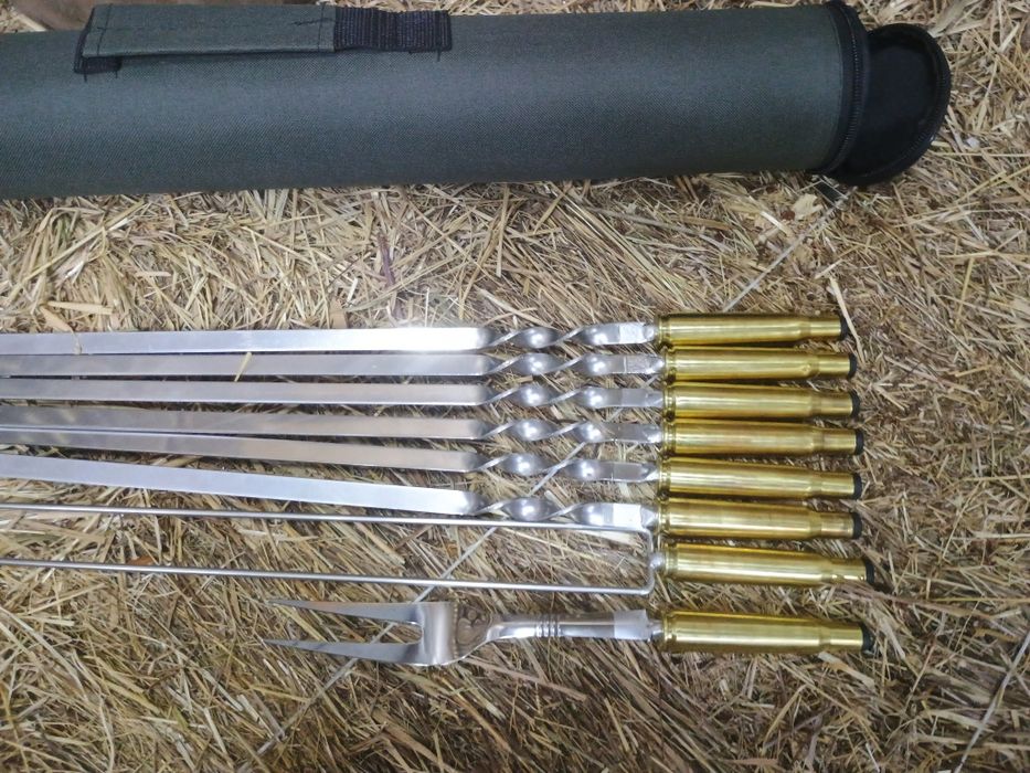 Набір шампурів з гільз 12.7 мм (кулемет Browning M2) в чохлі-тубусі