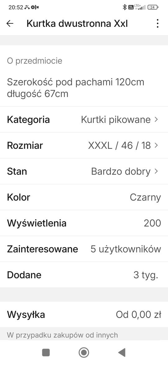 Kurtka  rozmiar XXXL rozmiar 46