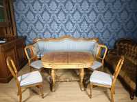 Oryginalny zestaw biedermeier, kanapa antyk, krzesła i stoliki, bdb