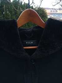 Czarne futerko/black coat/ płaszcz/ kurtka/premium quality Vila M/L/XL