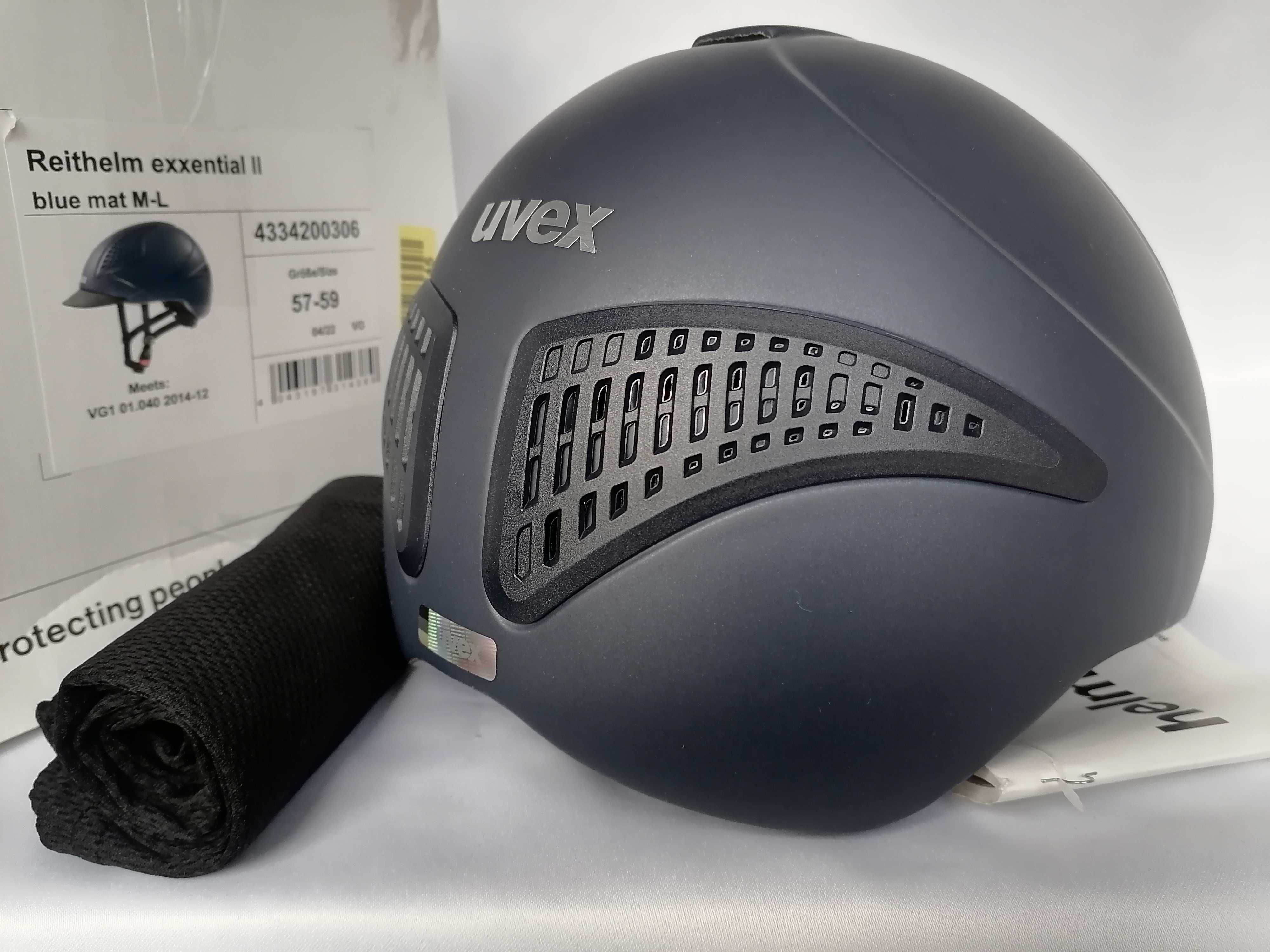 Kask jeździecki toczek Uvex Reithelm Exxential II Blue Mat M/L 57-59cm