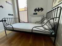 Rama łóżka MINNEN Ikea, czarny, 80x200 cm + dno łóżka Luroy