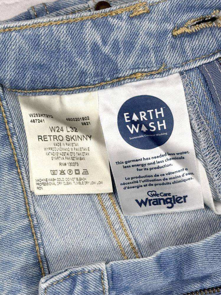 Wrangler Retro Skinny Jeansy Rurki Damskie Wysoki Stan r. W24 L32