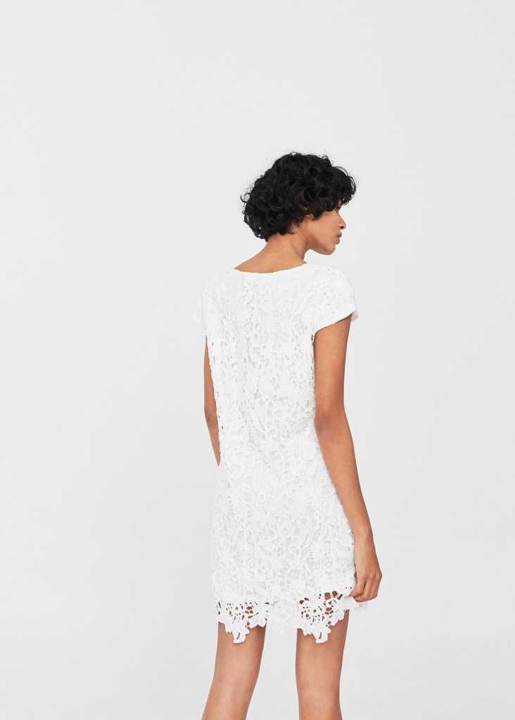 MANGO piękna biała sukienka z haftem 38 M