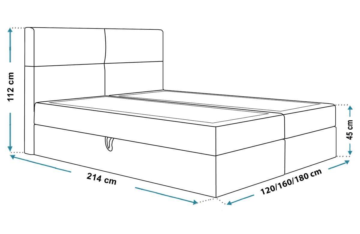 Łóżko kontynentalne BOX III 140x200 topper pojemnik duża gama tkanin