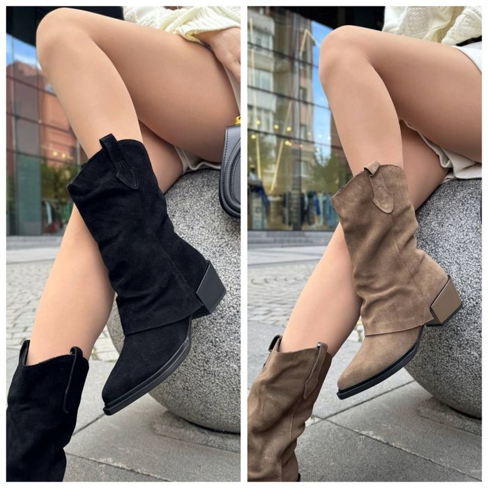 Чоботи козакі єврозима натуральна замш