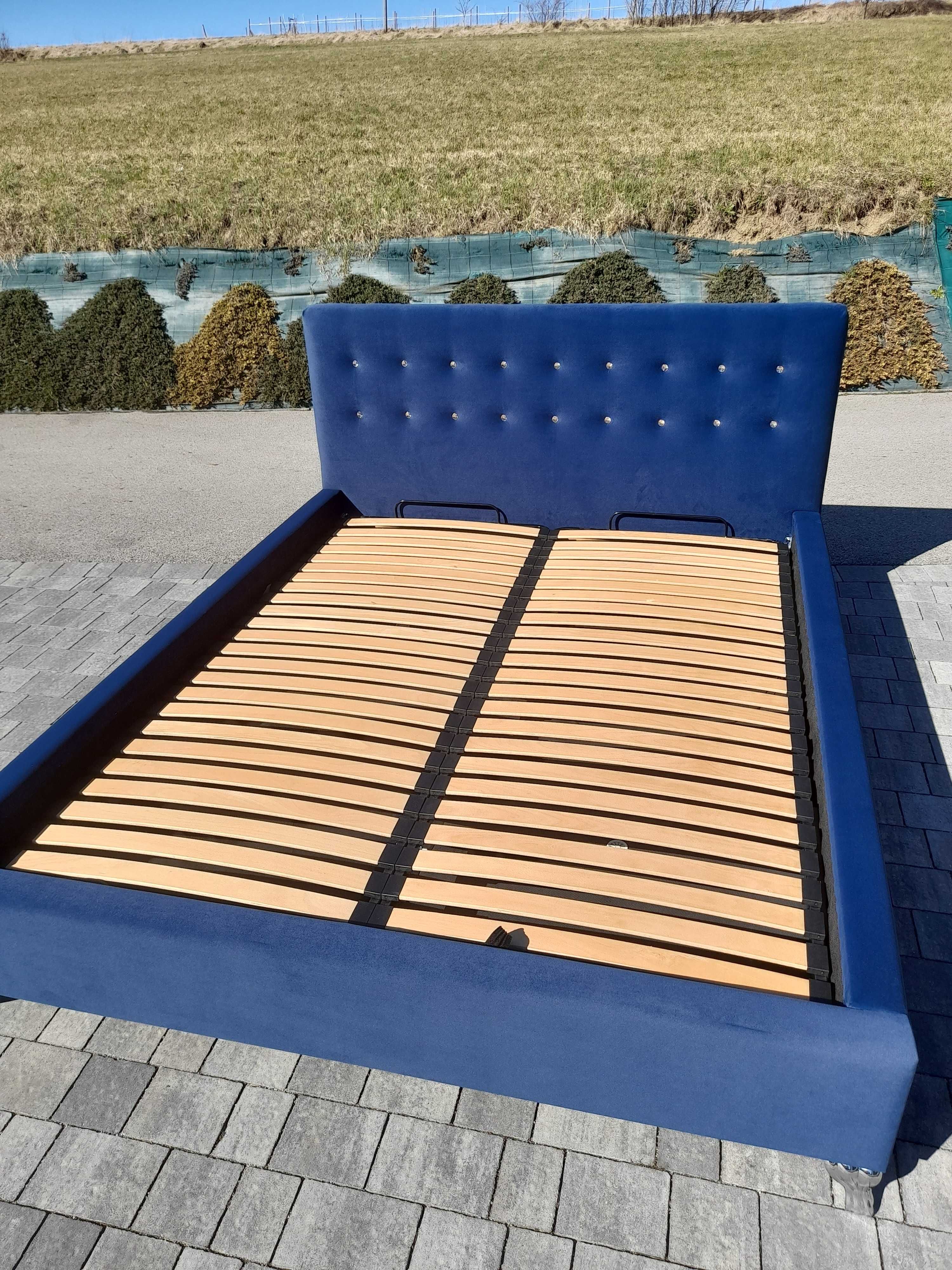 Łóżko JAK NOWE 3 kolory tapicerowane MATT Velvet stelaż 160x200 pojemn