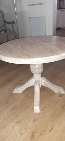 Stół drewniany bielony okrągły 80cm super okazja