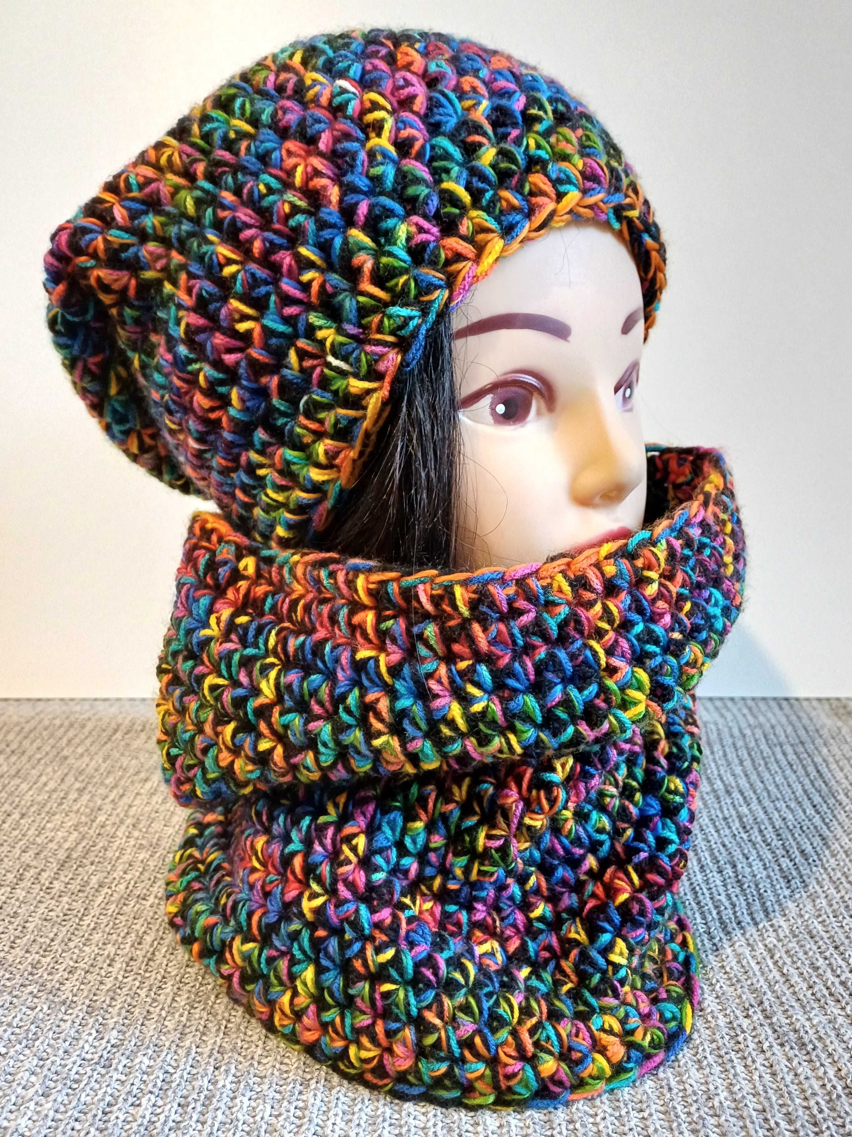 Komplet handmade- czapka i komin
