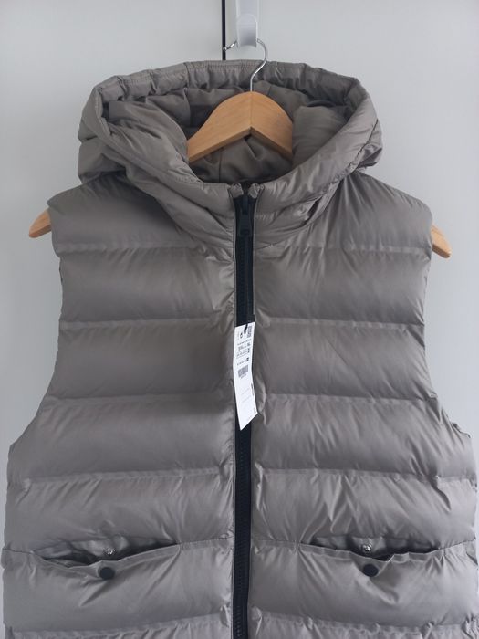 Zara dluzszy bezrękawnik puchowy khaki r.164 S/M