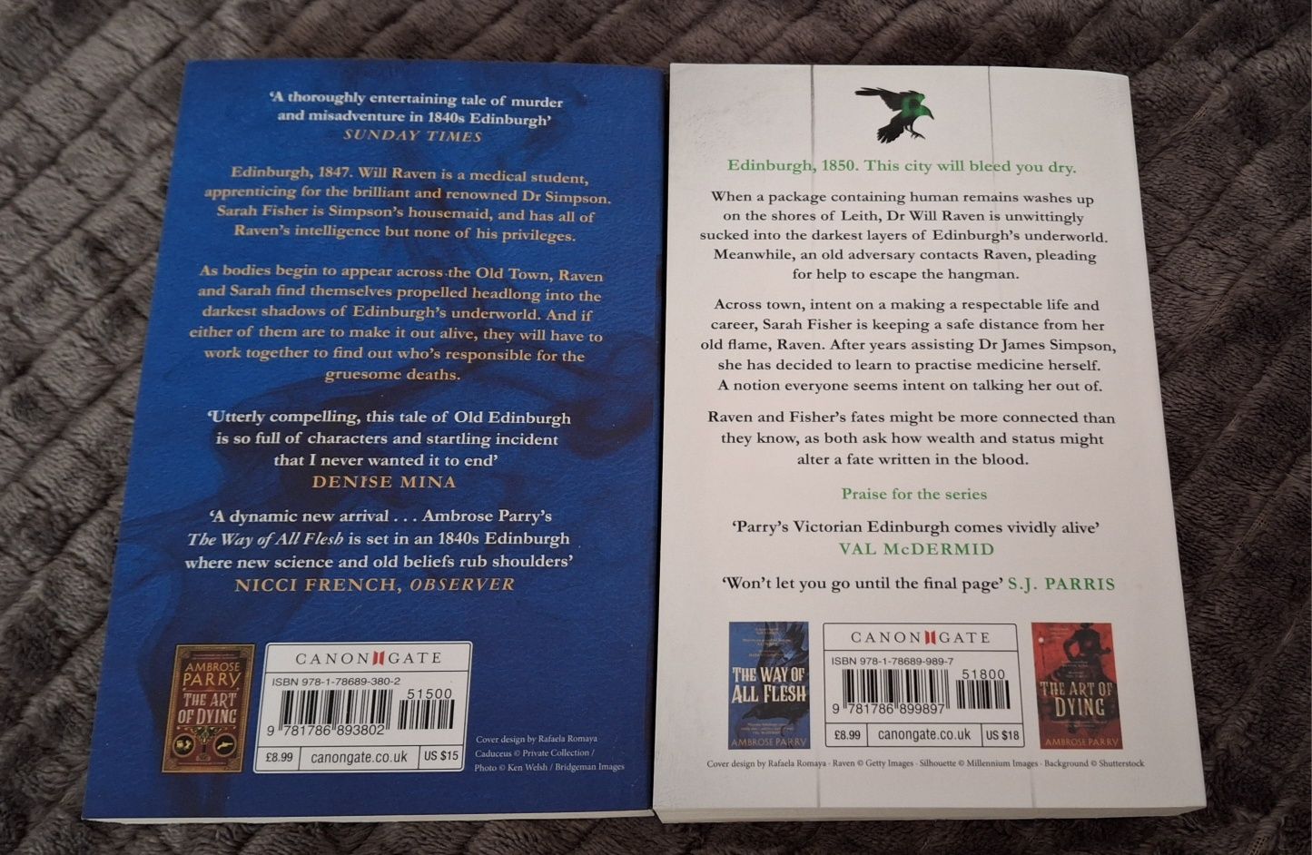 Ambrose Parry 'A Raven and Fisher Mystery' 2 tomy