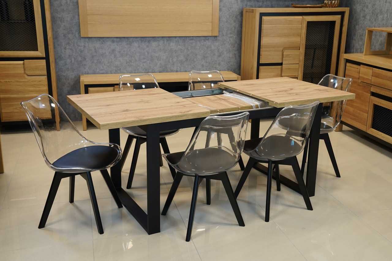 (801) Stół loft rozkładany + 6 krzeseł, nowe dostępne od ręki 3135 zł