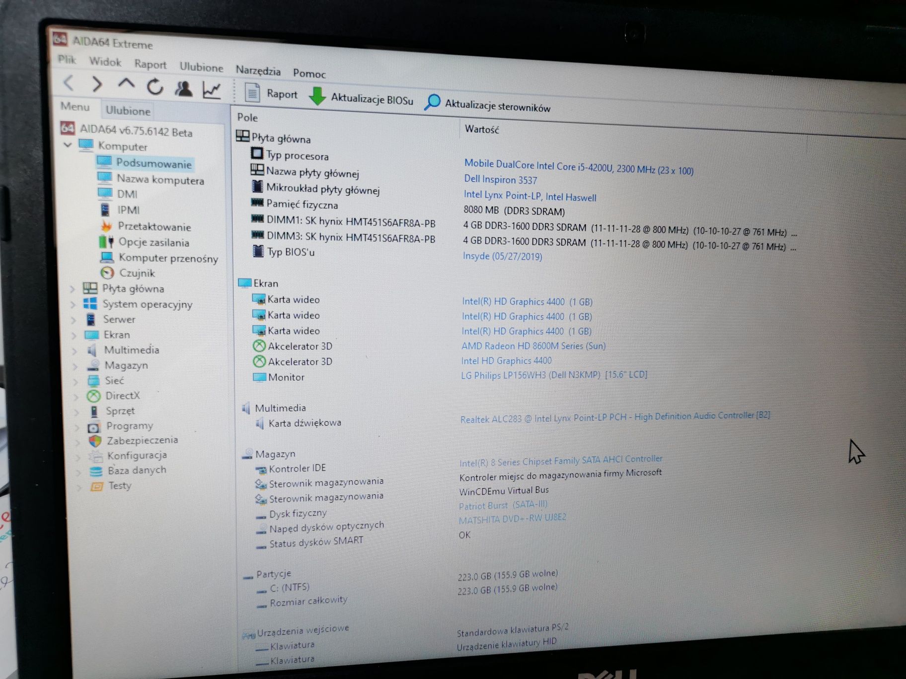ZADBANY Dell Inspiron 3537/i5/256SSD/8GB/grafika/DVD/legalny Windows