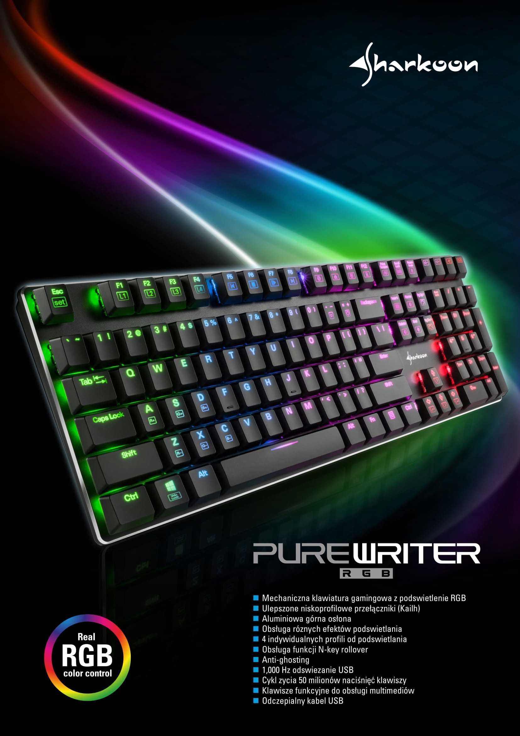 Klawiatura Mechaniczna Gaming Sharkoon PureWriter RGB