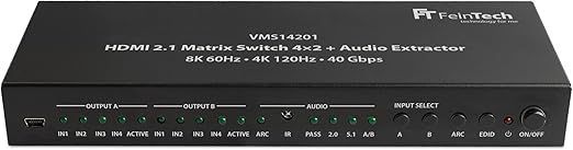 Feintech Vms14201 Hdmi 2.1 Matrix Switch 4 X 2 4K 120Hz Brak Pilota