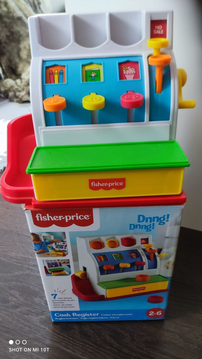 Kasa fisher price z pudełkiem ideał zabawka edukacyjna nauka matematyk