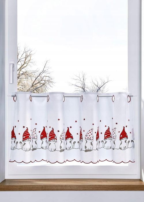 B.P.C bawełniana zazdrostka ze świątecznym nadrukiem z kotkami 90x48 c