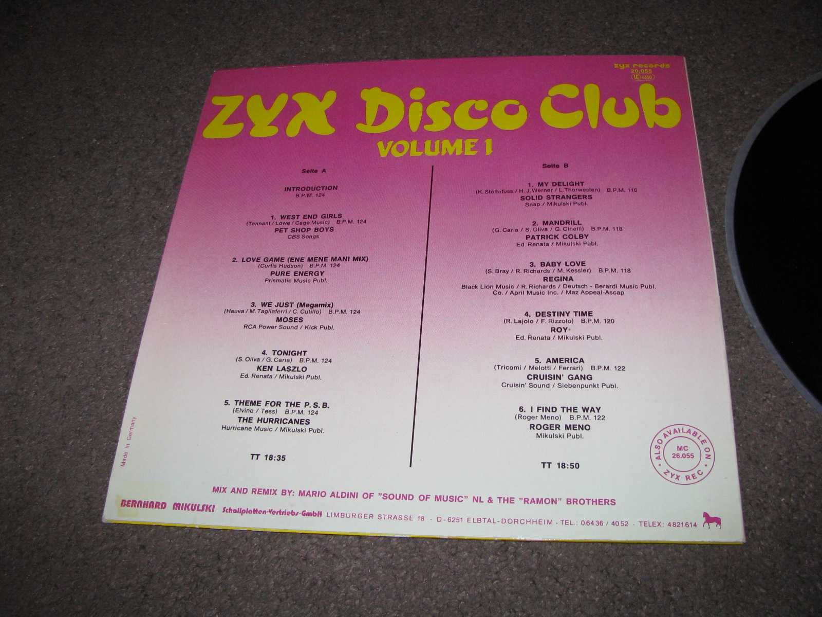 ZYX Disco Club Volume 1, płyta winylowa