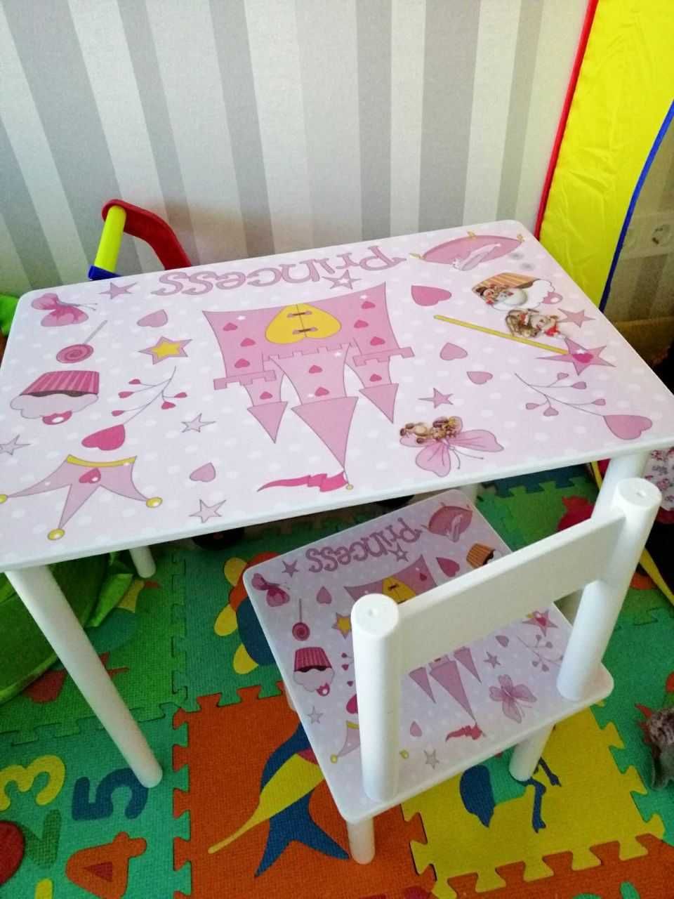 Дитячий столик і стільчик "Принцеса" Детский столик парта стул до 7р.