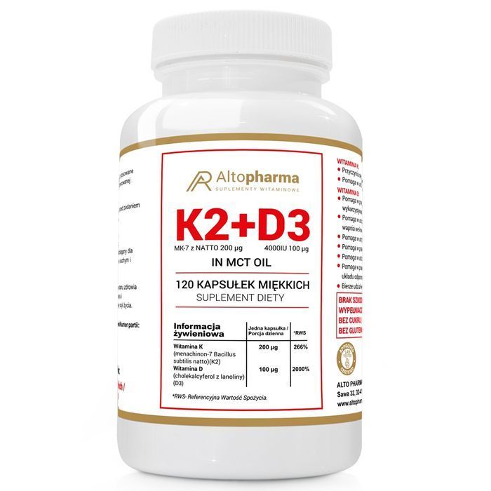 AltoPharma Witamina K2 MK-7 200µg + D3 4000IU suplement diety 120 kap