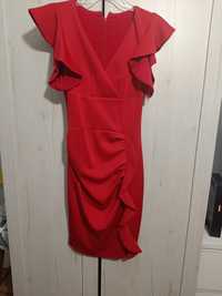 Sukienka czerwona Loola 34 grubszy materaił