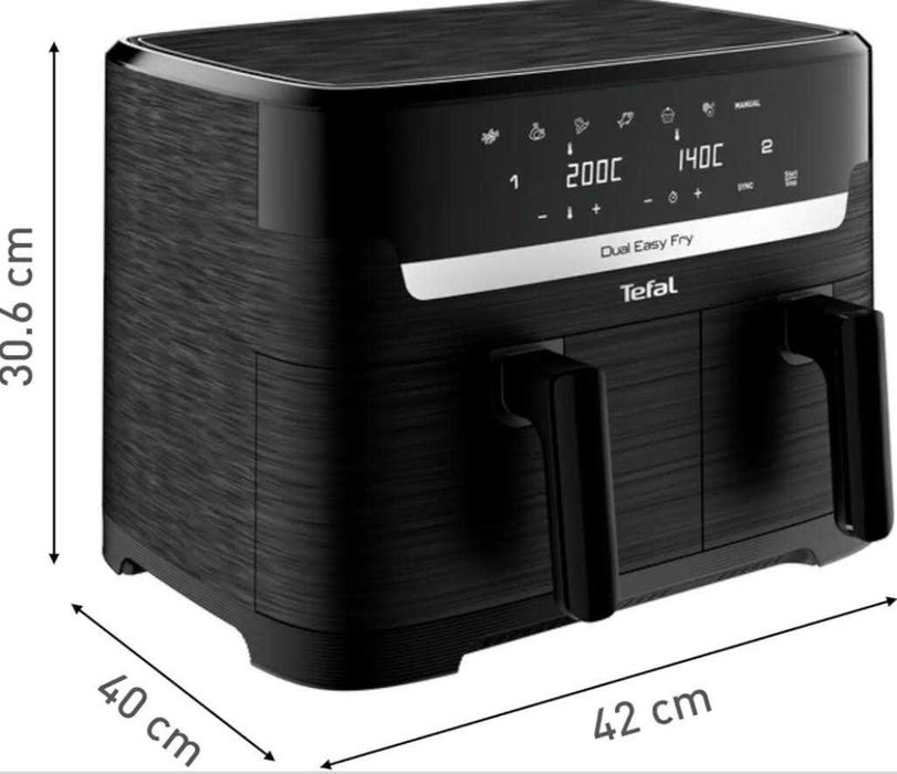 Tefal Frytkownica beztłuszczowa Dual Easy Fry EY901N10 8,3L XXL 2700W