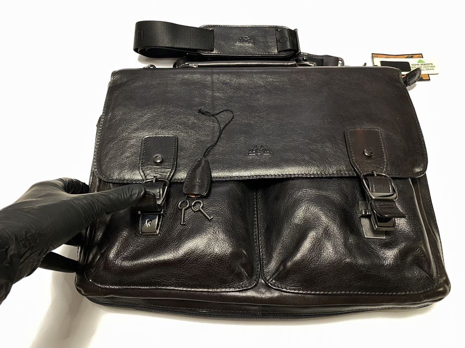 Кожаная Сумка Портфель Tony Perotti Italico 9338 nero Бычья Кожа