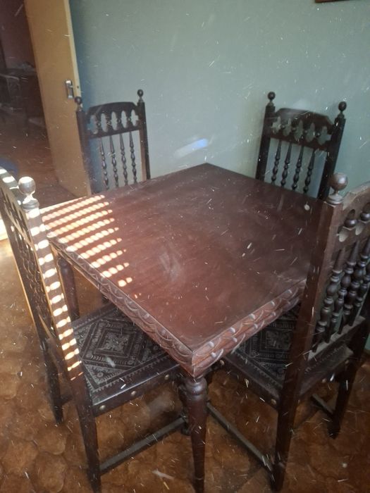 Mesa sala estar conjunto 4 cadeiras