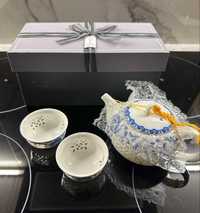 Chiński komplet do zaparzania herbaty, porcelana, dzbanek, prezent