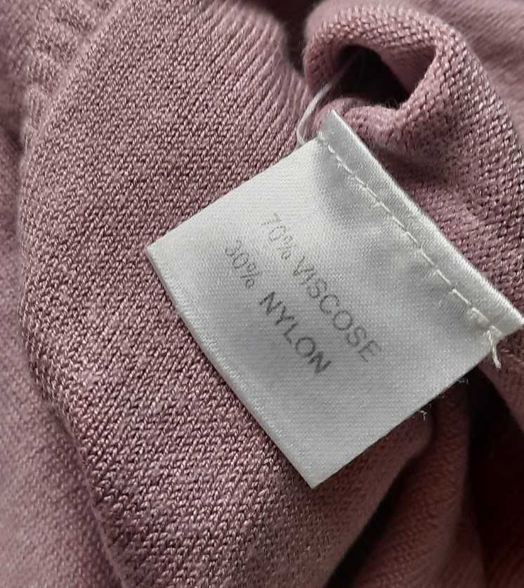 Sasha pudrowy cienki lawendowy lila róż sweter golf bluzka M S/M