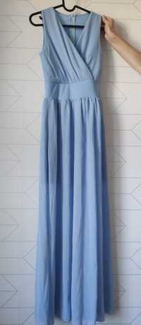 Długa, niebieska sukienka Renee rozmiar S